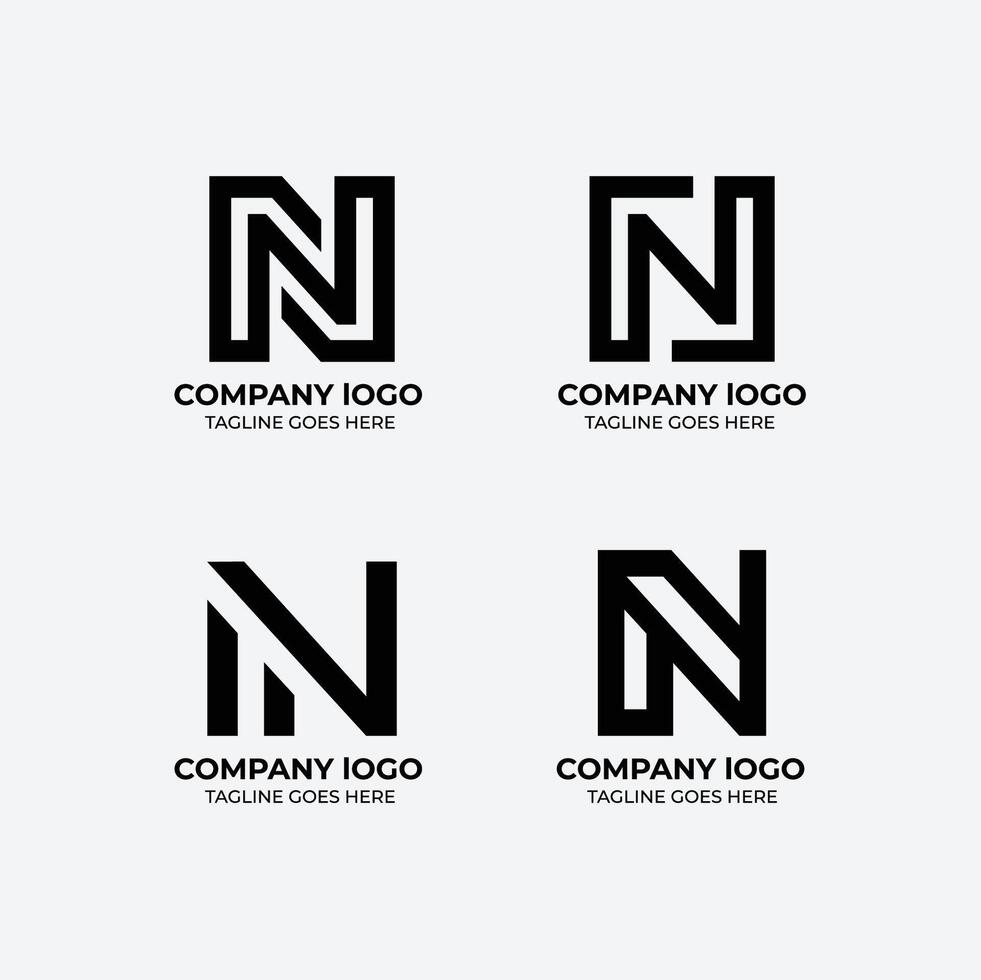 N logo set flat design template collection vector