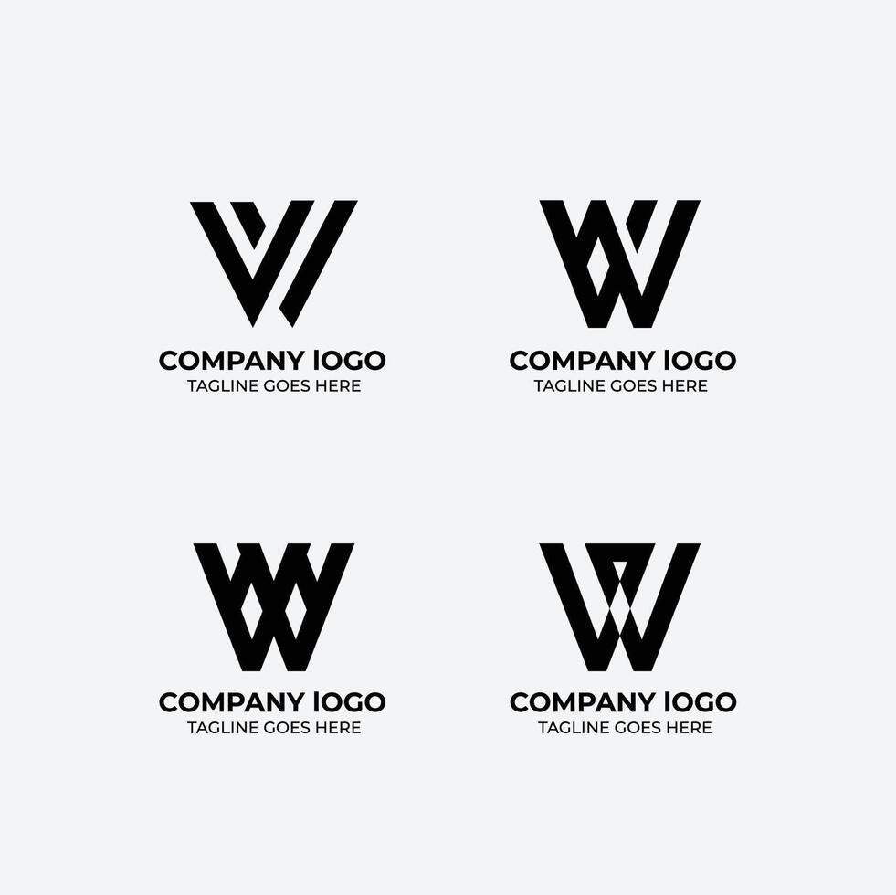 W logo set flat design template collection vector