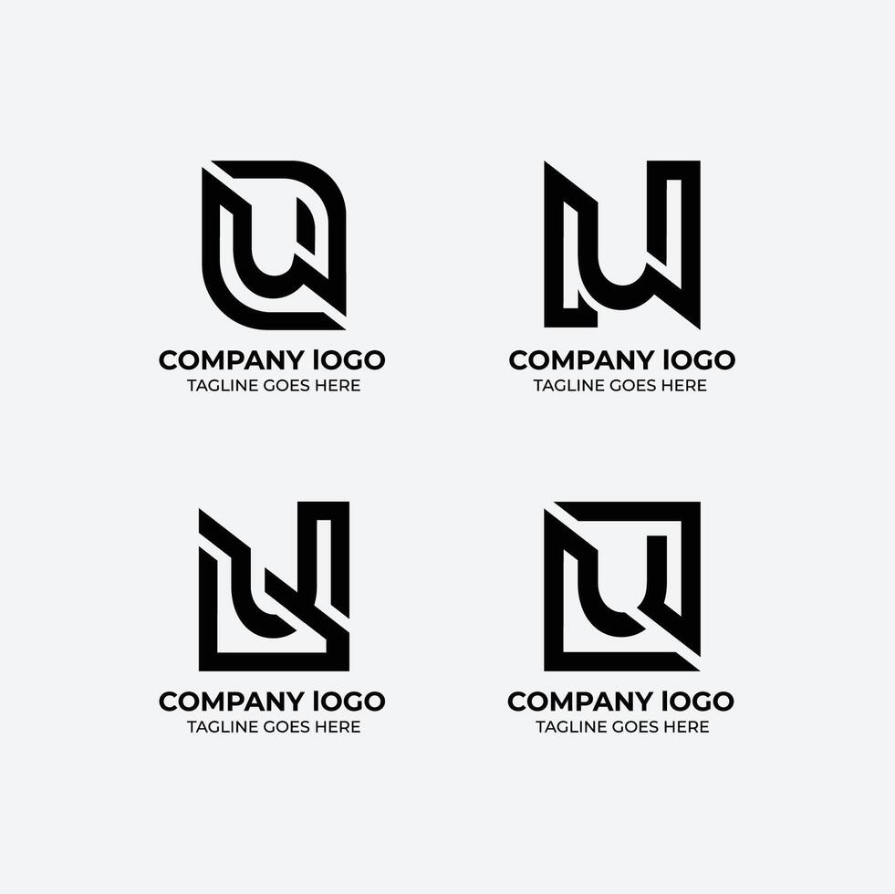 U logo set flat design template collection vector
