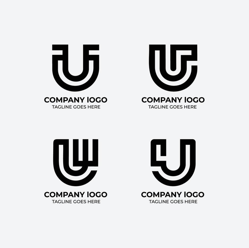 U logo set flat design template collection vector