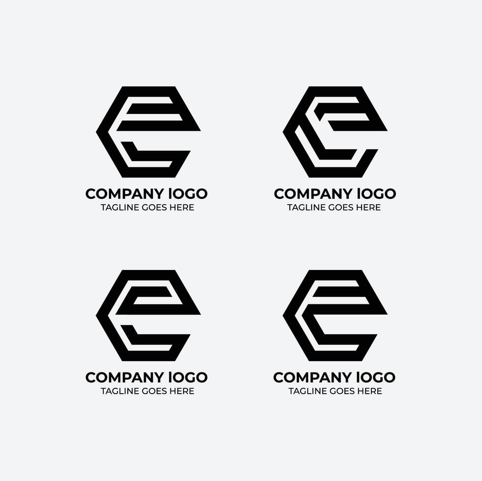 E logo set flat design template collection vector