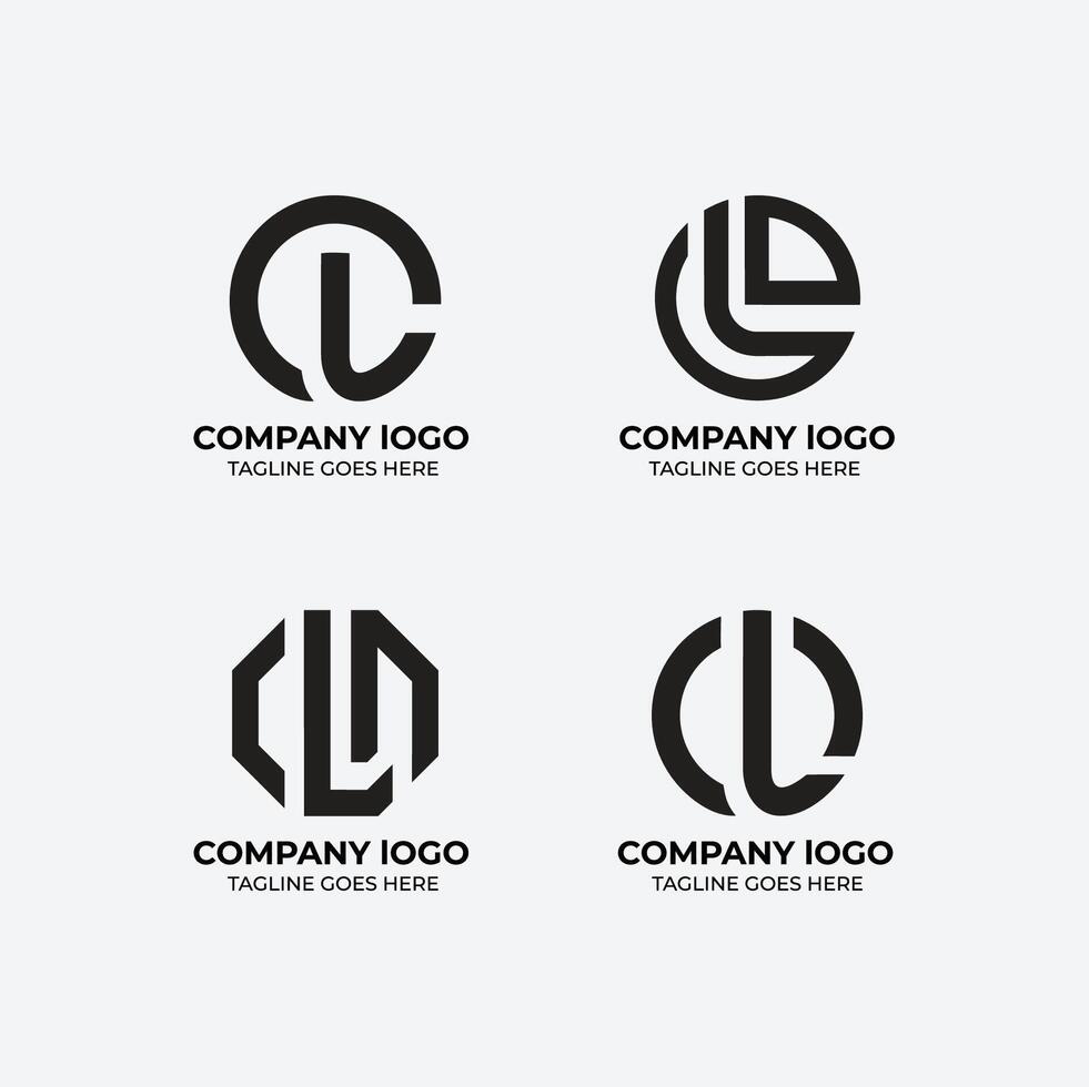 L logo set flat design template collection vector