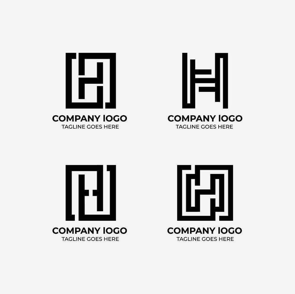 H logo set flat design template collection vector