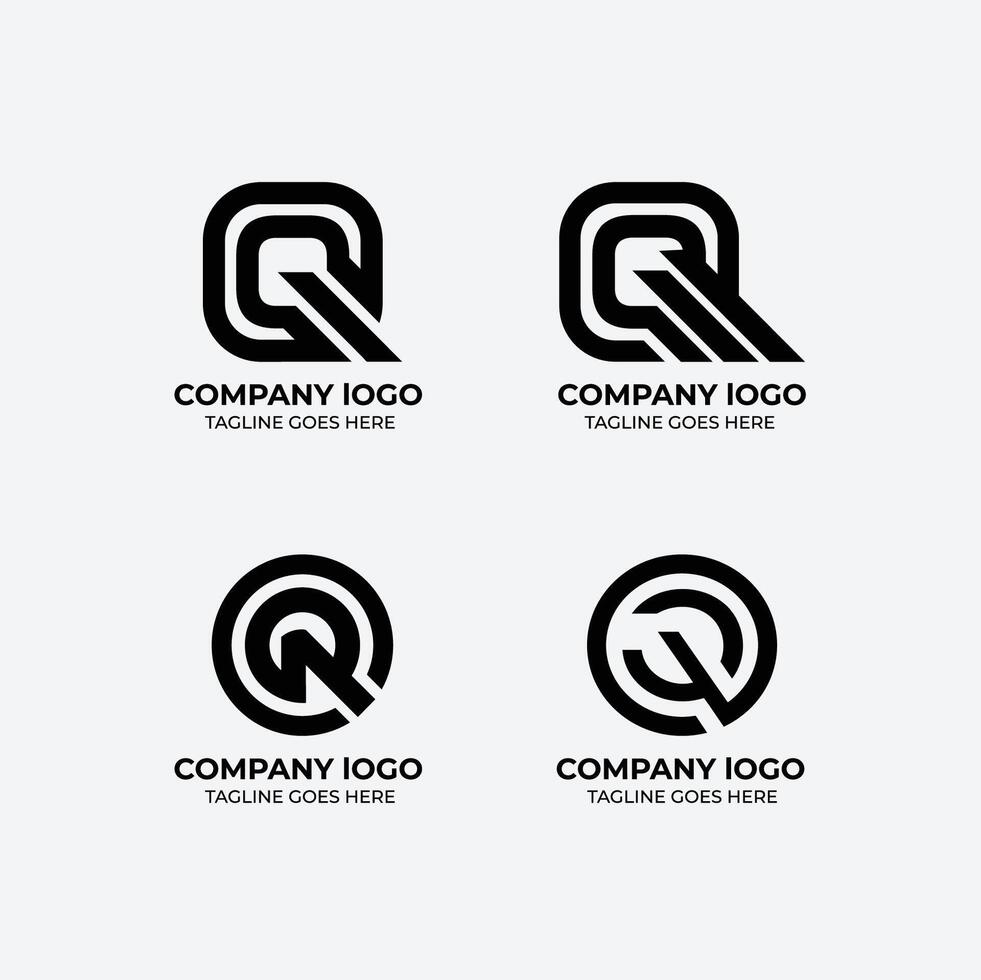 Q logo set flat design template collection vector