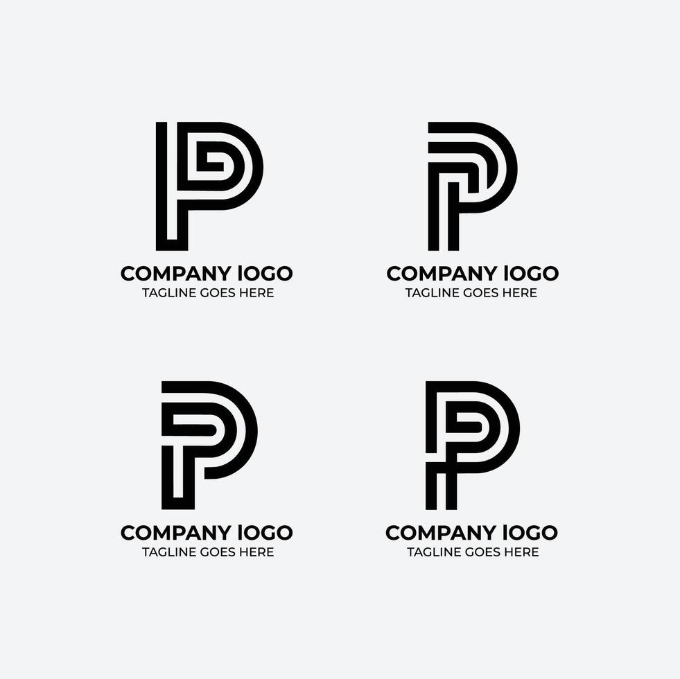P logo set flat design template collection vector