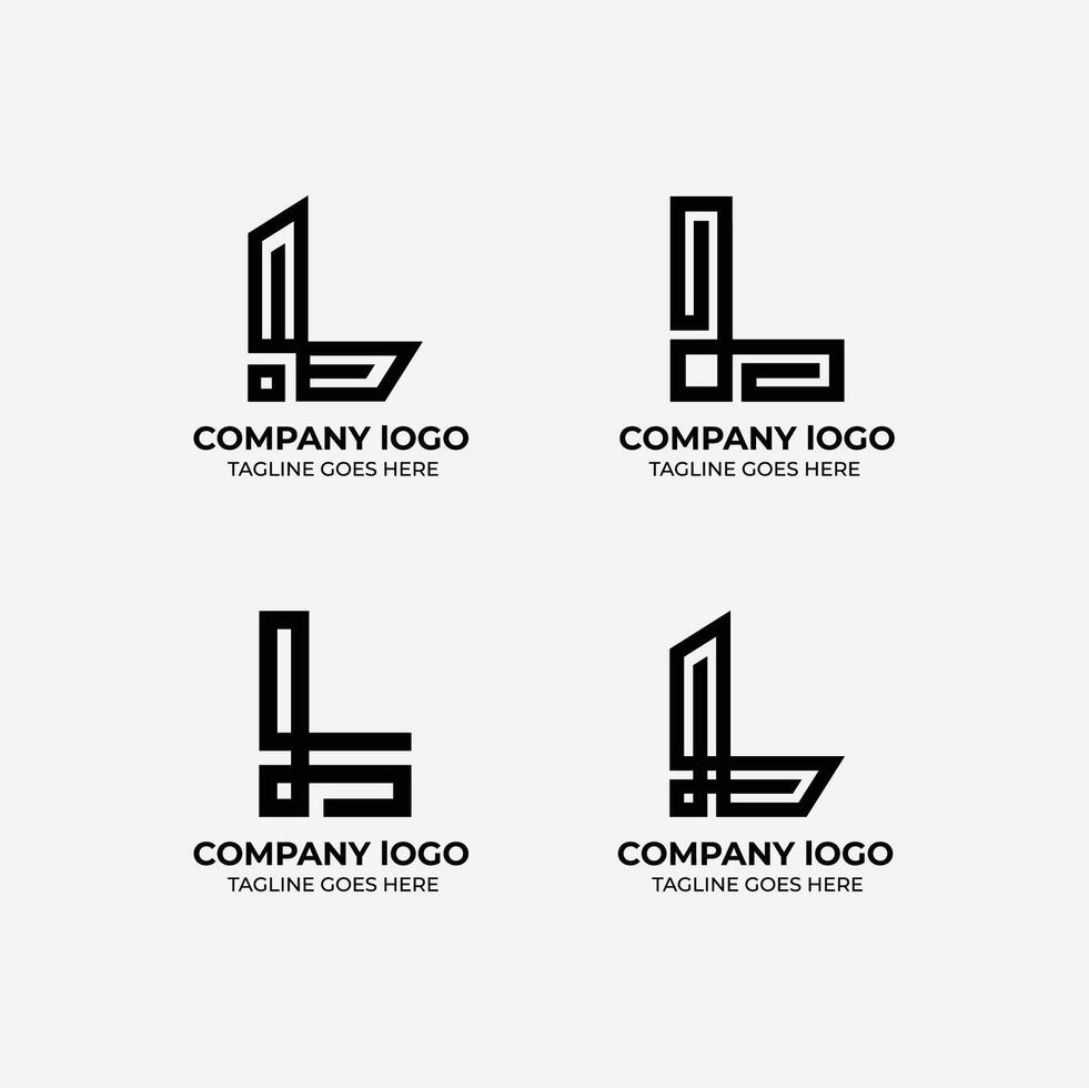L logo set flat design template collection vector
