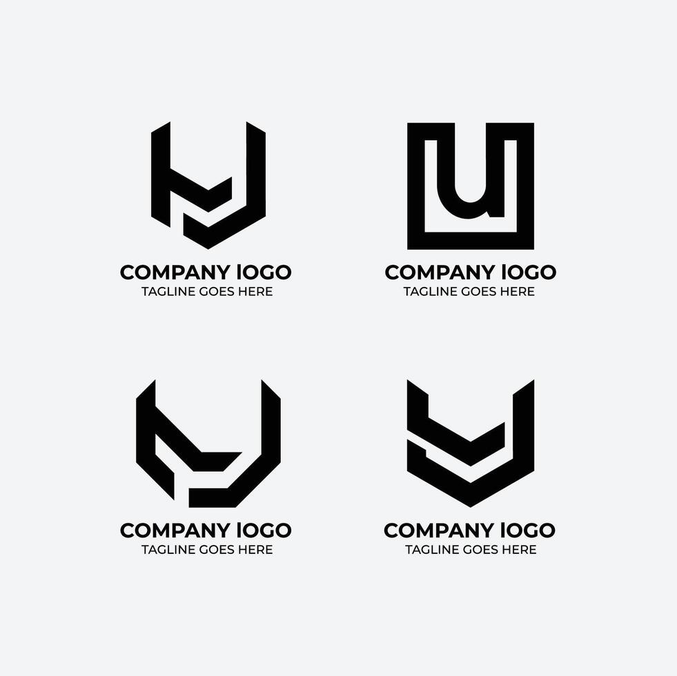 U logo set flat design template collection vector