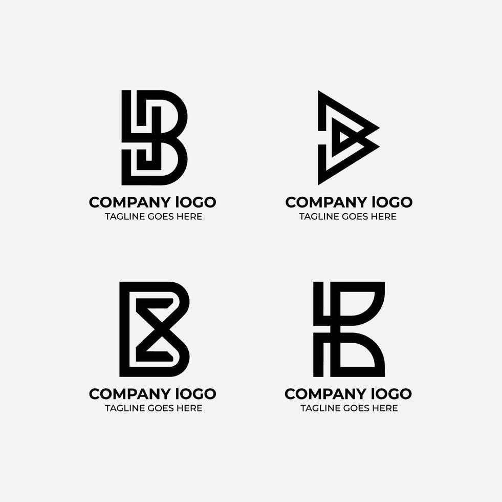 B logo set flat design template collection vector