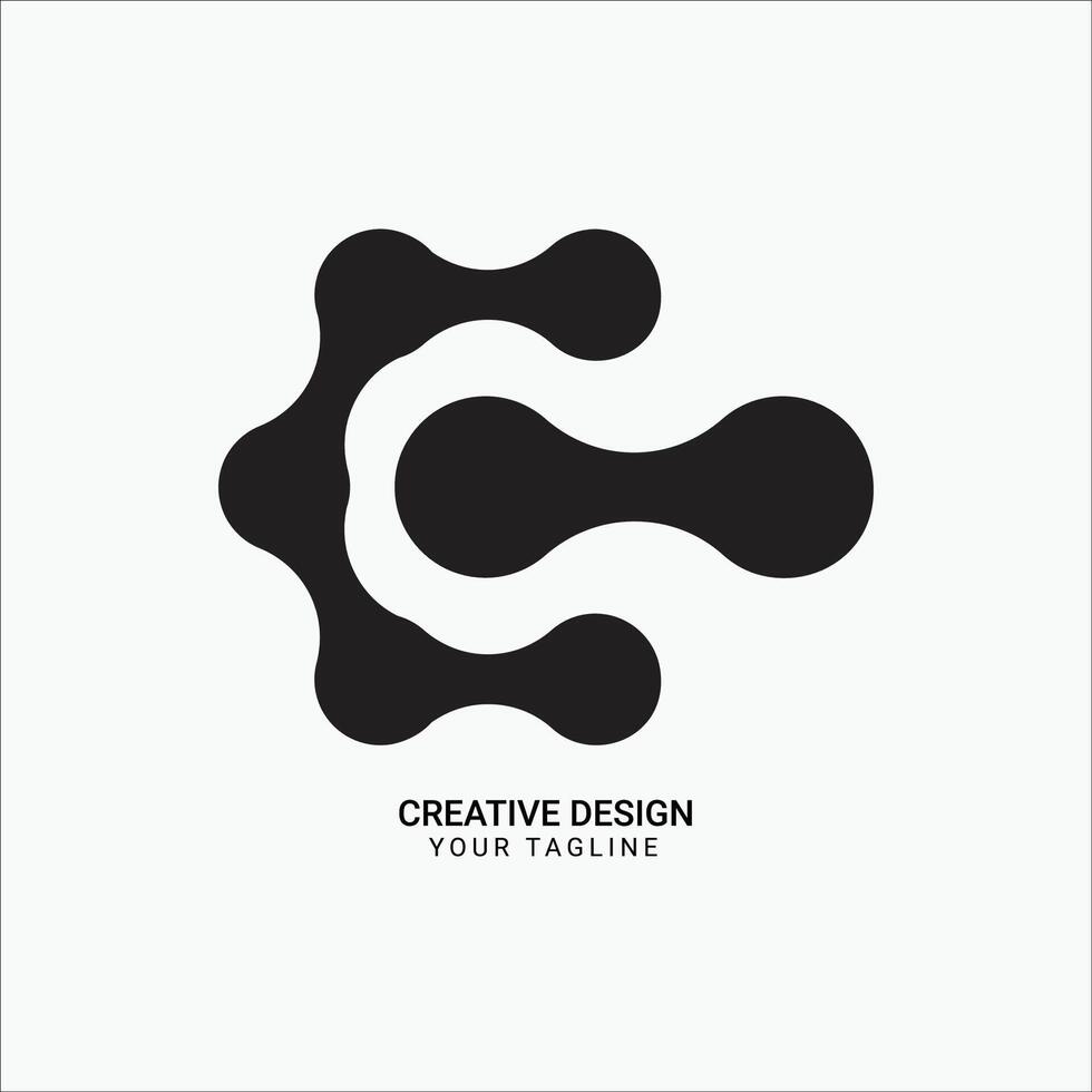 Creative C letter circle shapes flat modern logo design vector