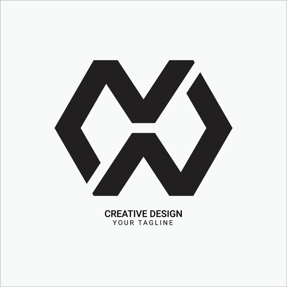 Creative MW or WM or NN or NNV or MWN or NWM or WMN initial letters flat hexagonal shape pattern modern brand unique logo design vector