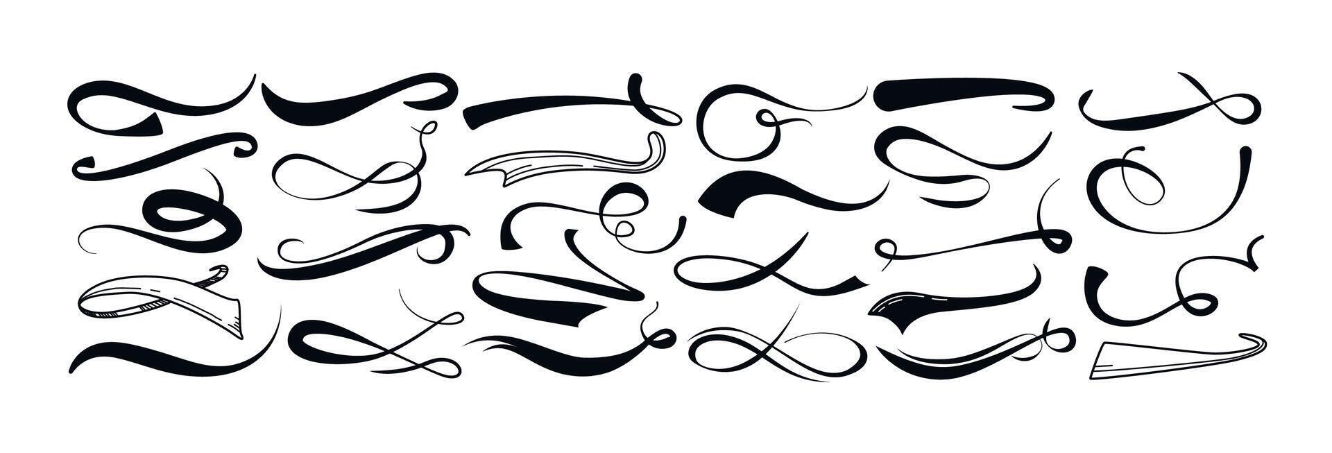 Sports swash tails, baseball swoosh in retro style. Underline wave line ...