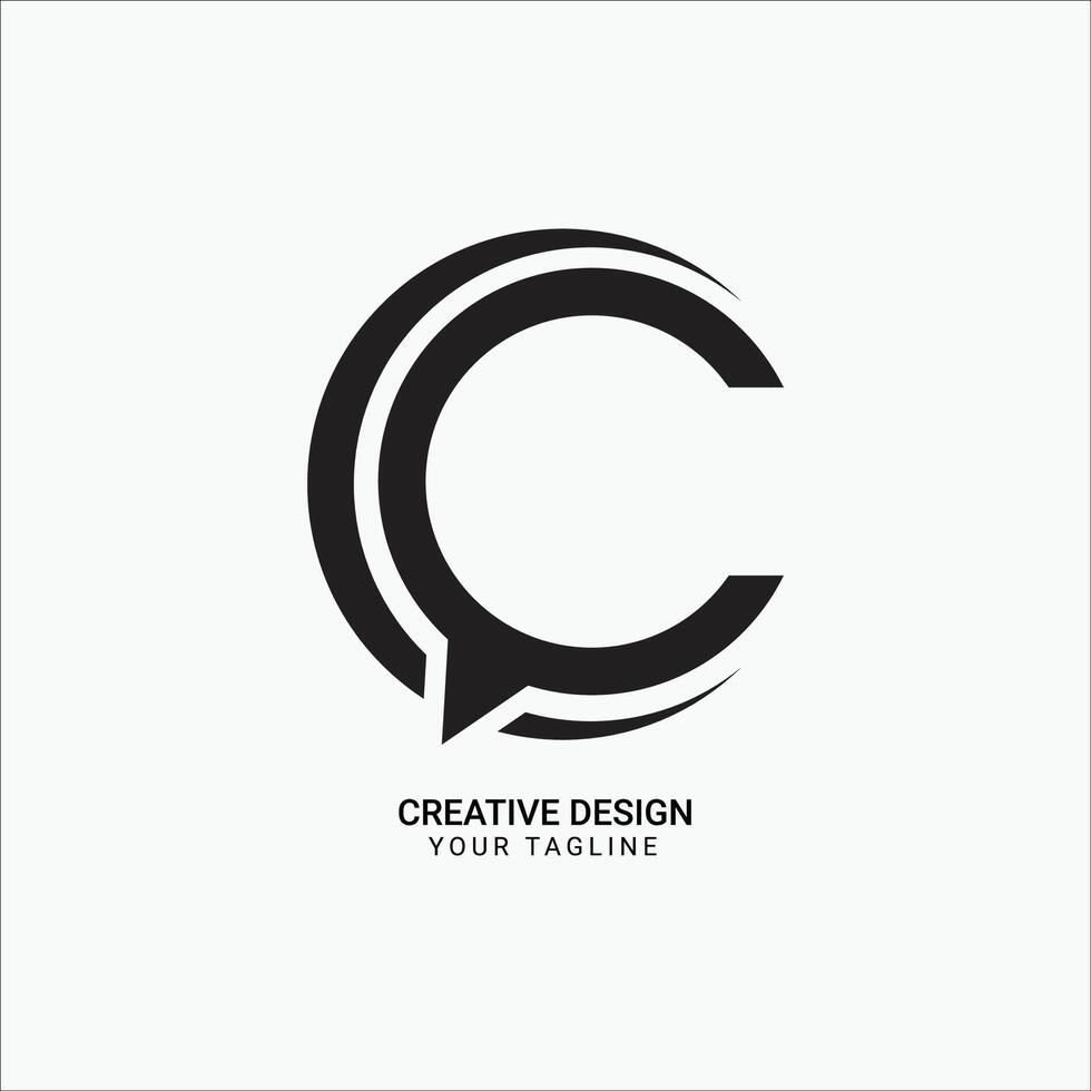 Creative C letter simple shape pattern modern unique logo design vector