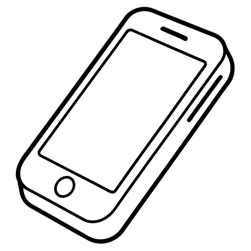 mobile phone outline coloring book page line art illustration digital drawing vector