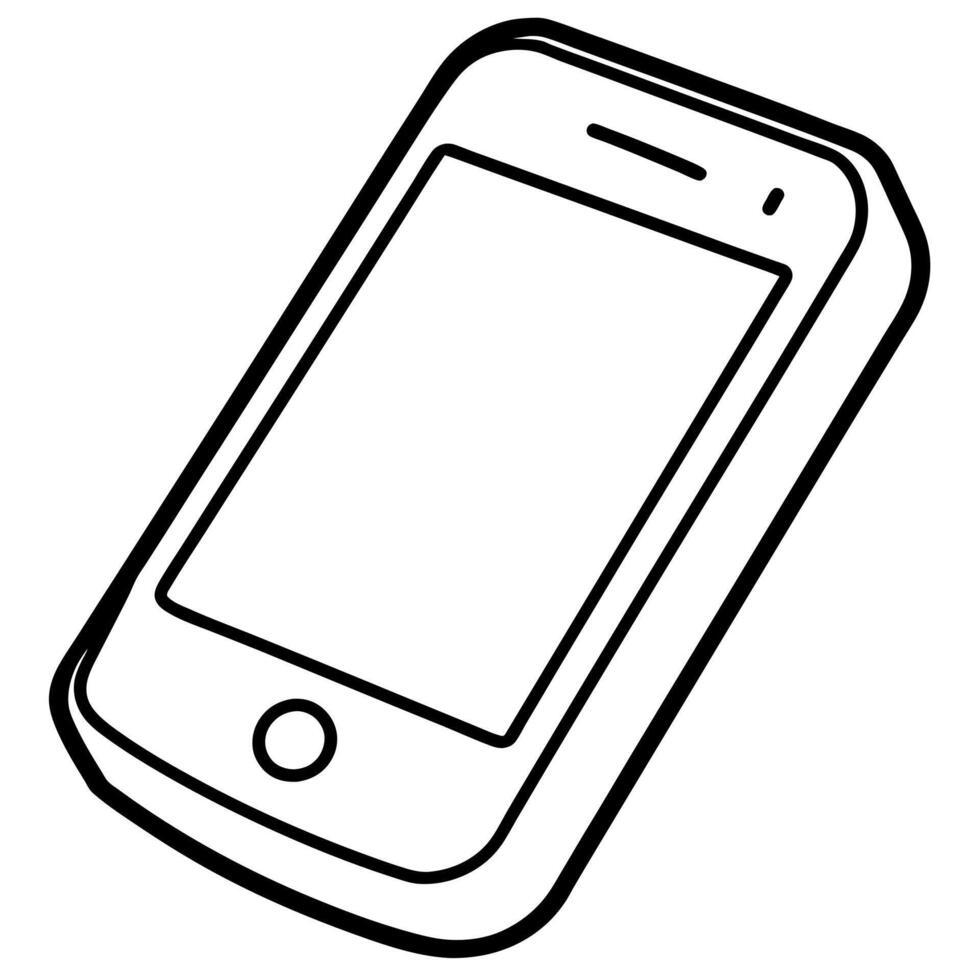 mobile phone outline coloring book page line art illustration digital drawing vector