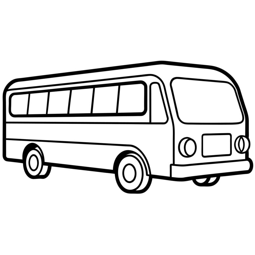Bus outline coloring book page line art illustration digital drawing vector