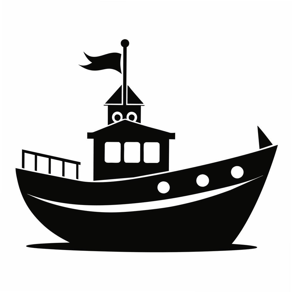 boat black silhouette art illustration vector