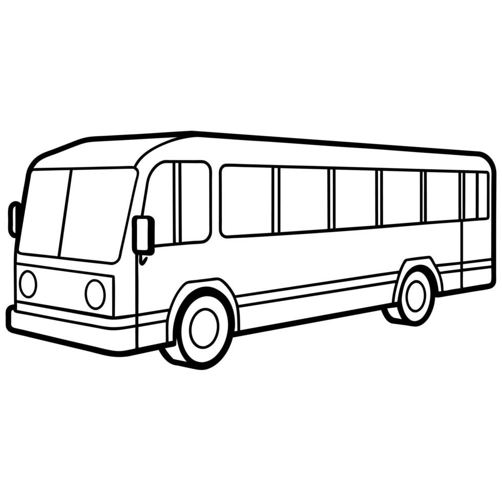 Bus outline coloring book page line art illustration digital drawing vector