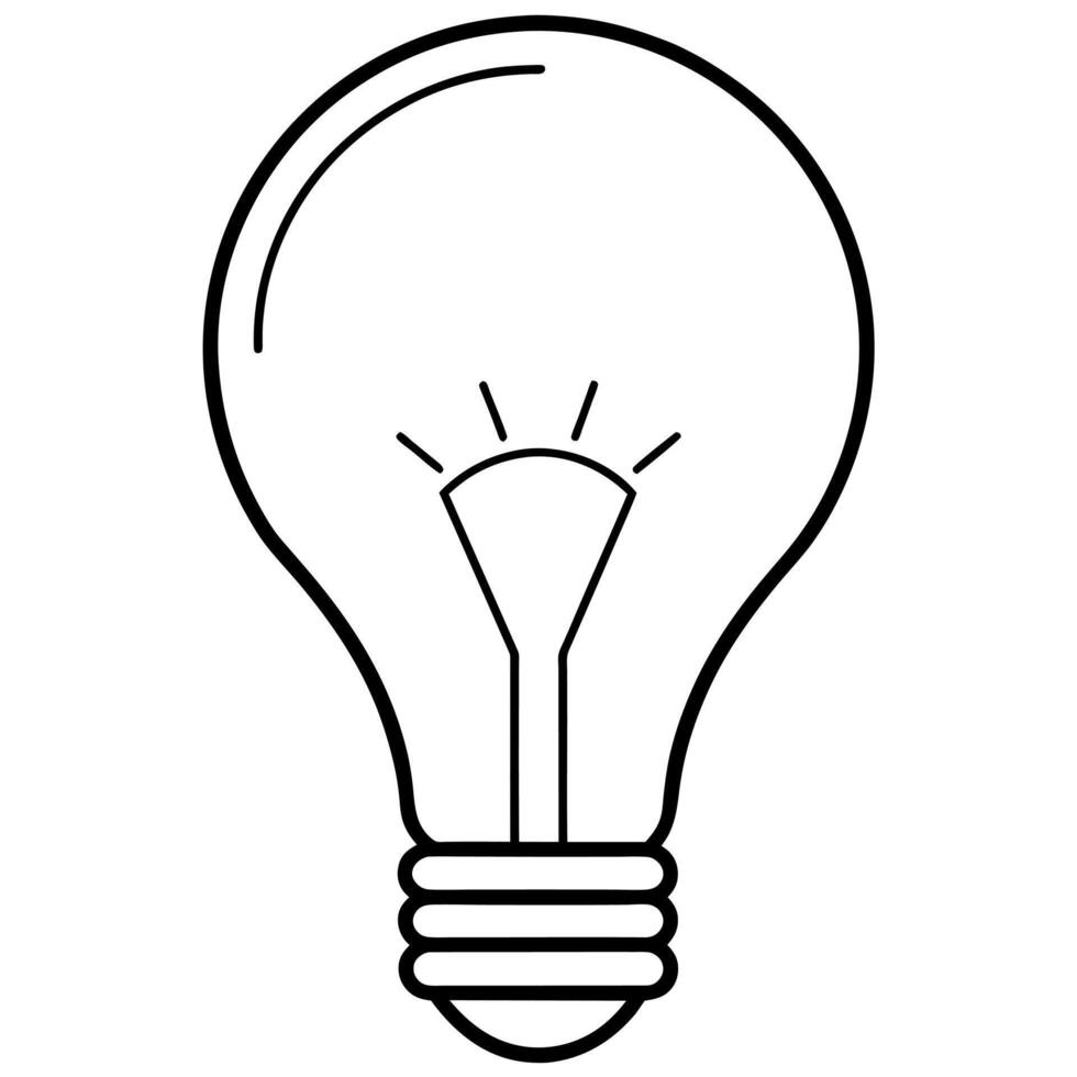 light bulb outline coloring book page line art illustration digital drawing vector