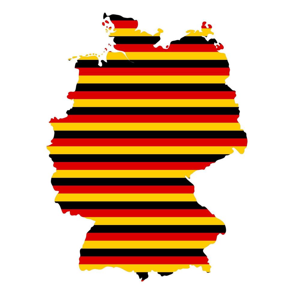 Germany map with colors strips of germany flag illustration vector