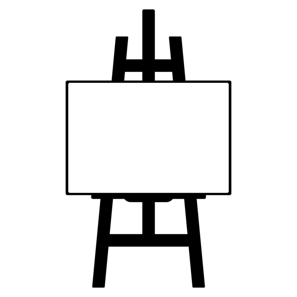 Wood easel or painting art board with canvas icon symbol vector