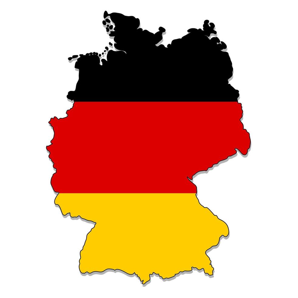 Germany map with colors of germany flag vector