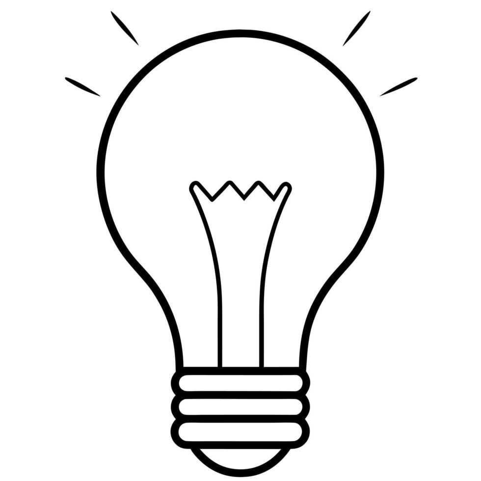 light bulb outline coloring book page line art illustration digital drawing vector