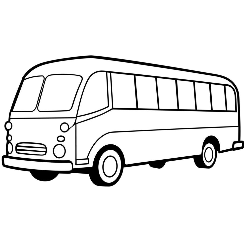 Bus outline coloring book page line art illustration digital drawing vector