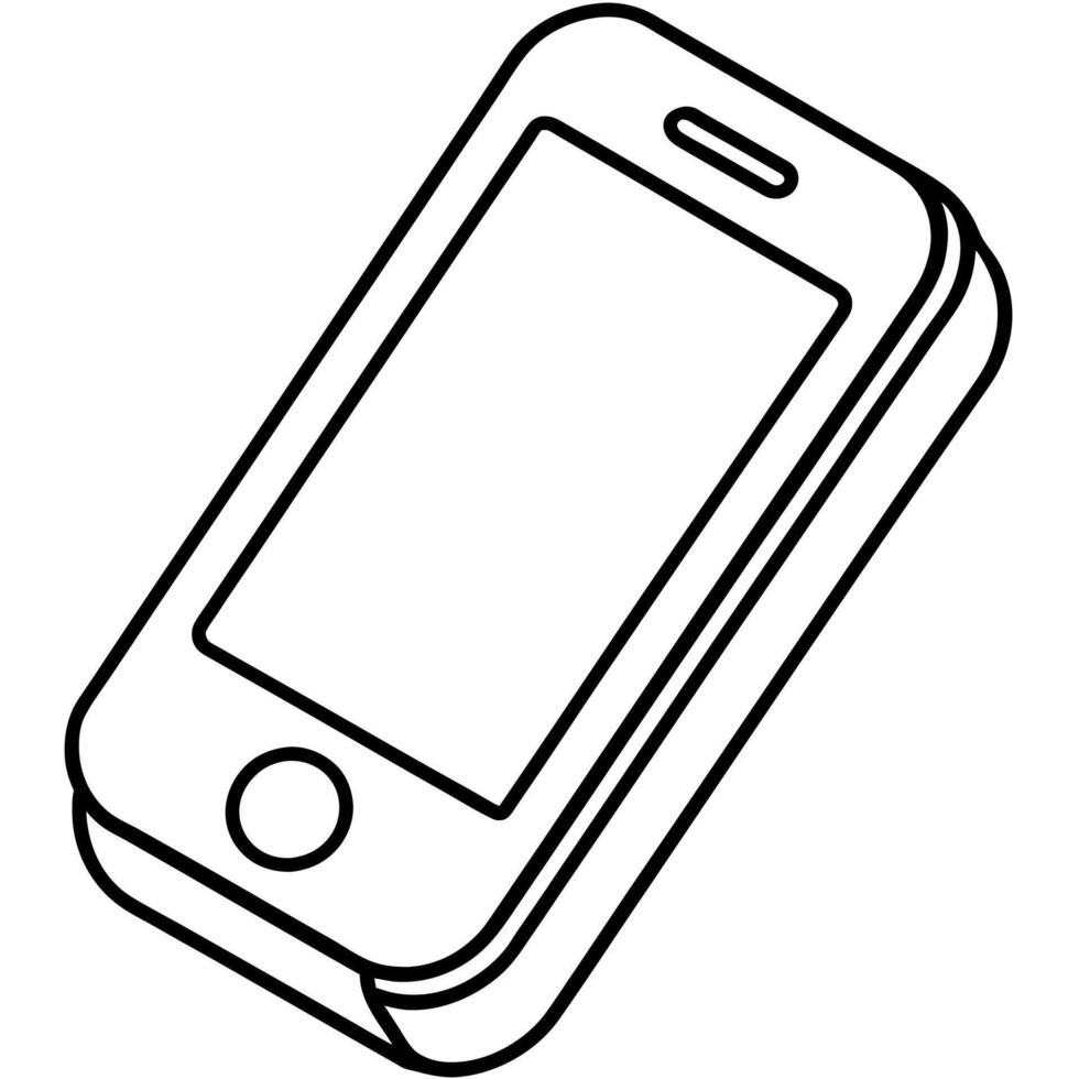 mobile phone outline coloring book page line art illustration digital drawing vector
