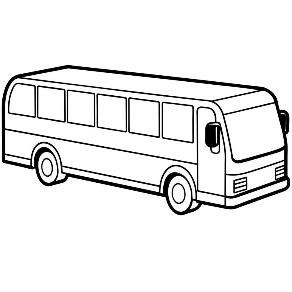 Bus outline coloring book page line art illustration digital drawing vector