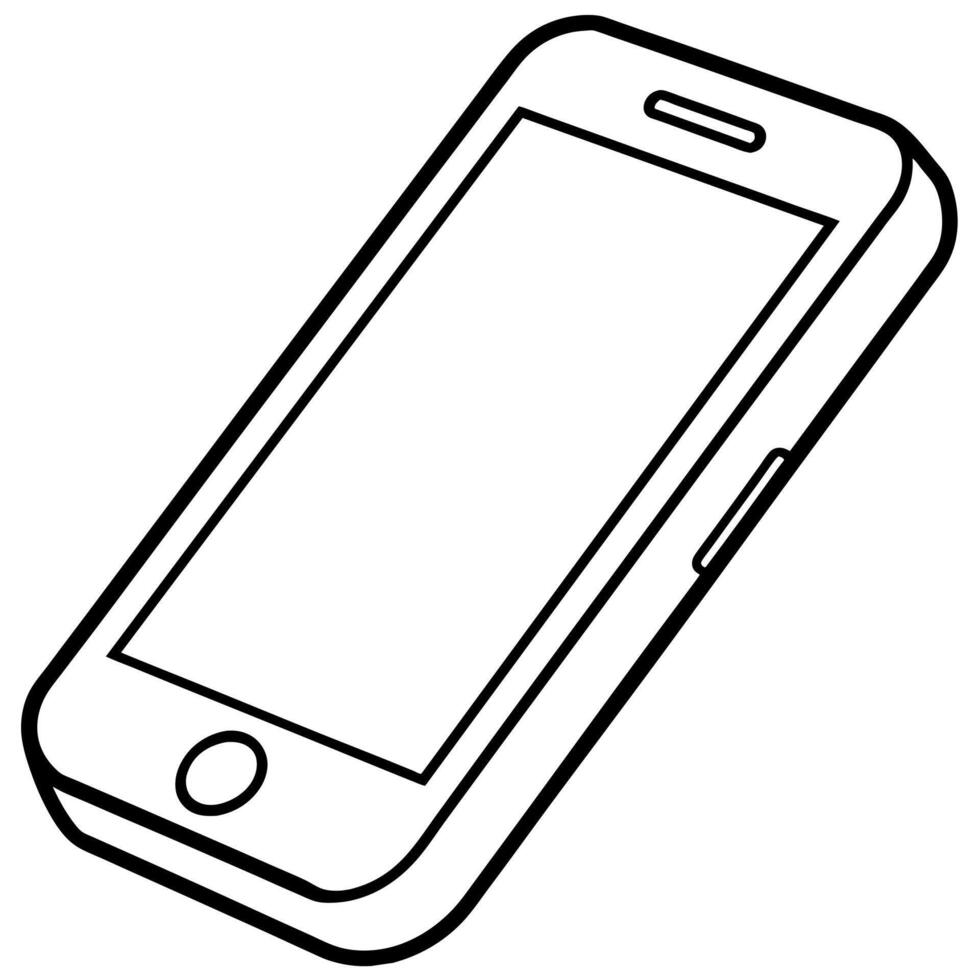 mobile phone outline coloring book page line art illustration digital drawing vector