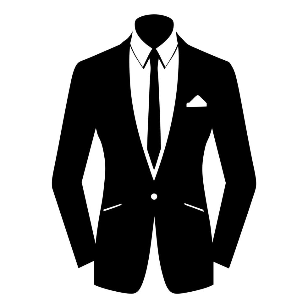man blazer black color silhouette, a modern and new style man's blazer vector