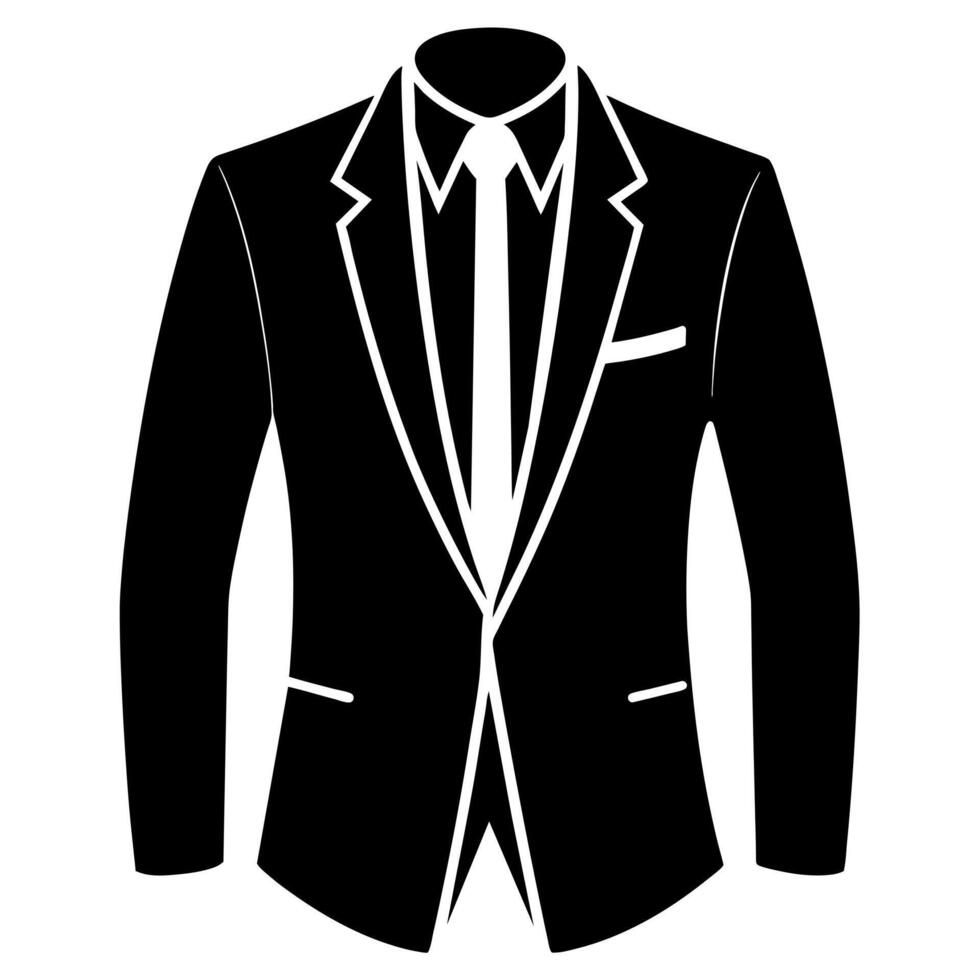 man blazer black color silhouette, a modern and new style man's blazer vector