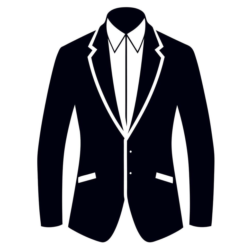 man blazer black color silhouette, a modern and new style man's blazer vector