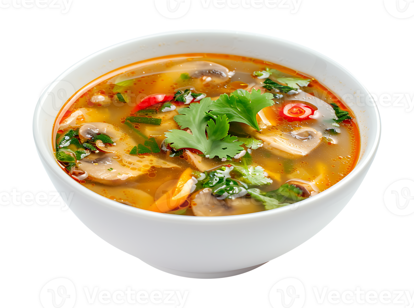 Soup in a ceramic bowl on a transparent background png