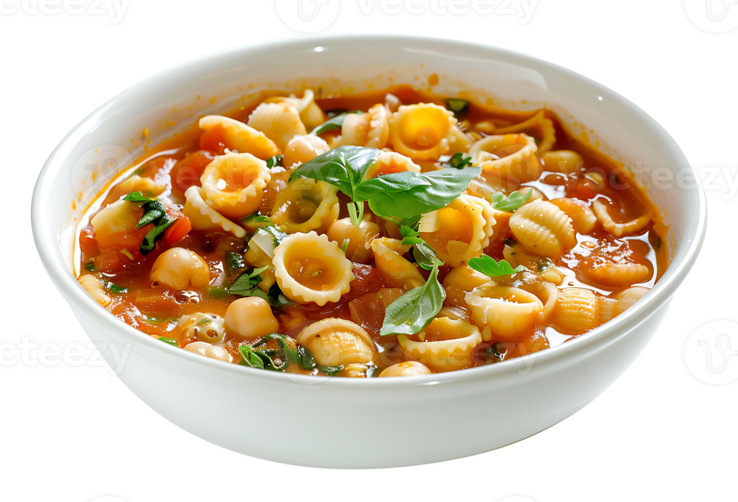 Flavorful soup in a ceramic bowl on a transparent background png