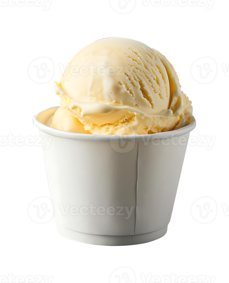 Eggnog ice cream scoop on blank empty paper cup png