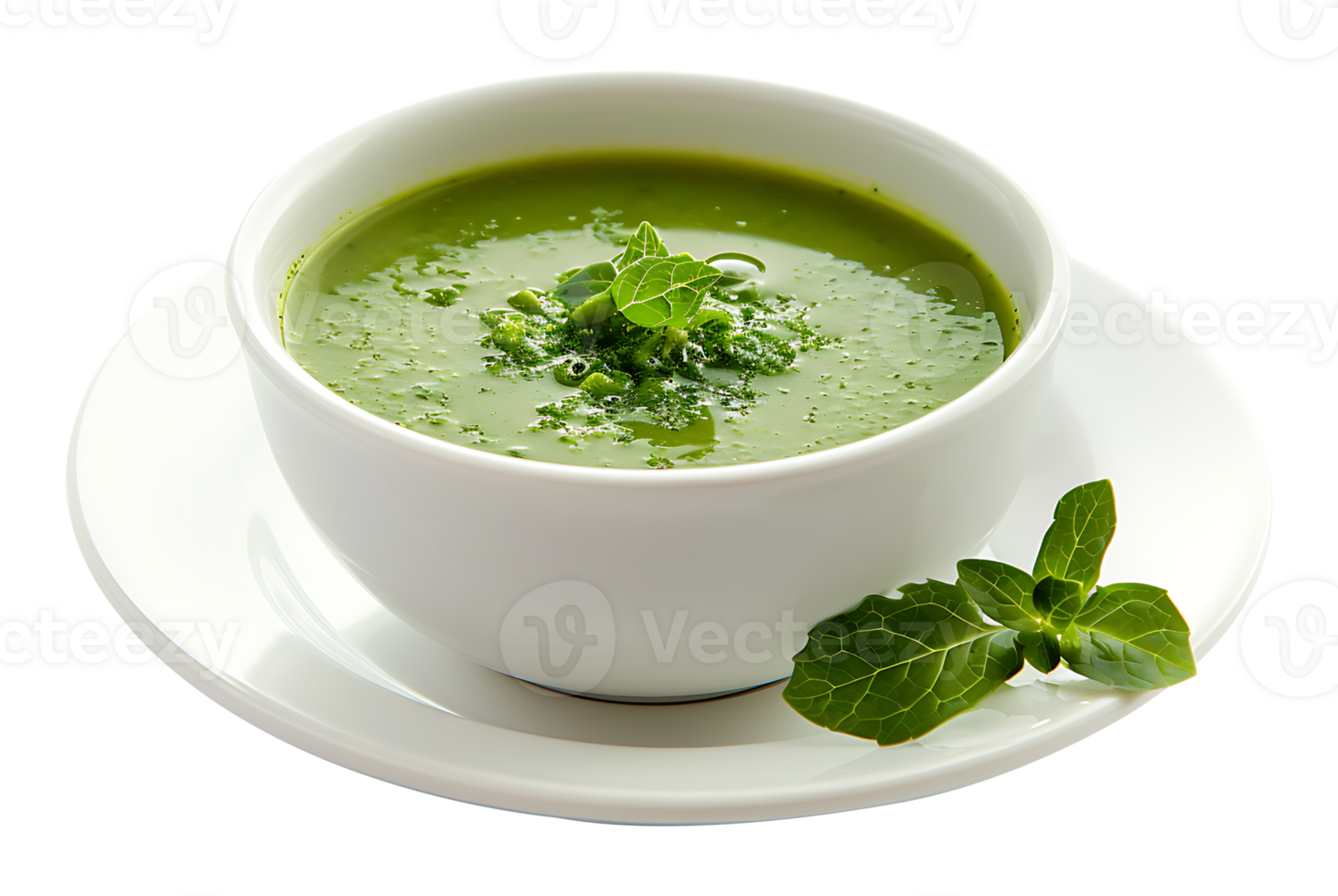 Flavorful soup in a ceramic bowl on a transparent background png