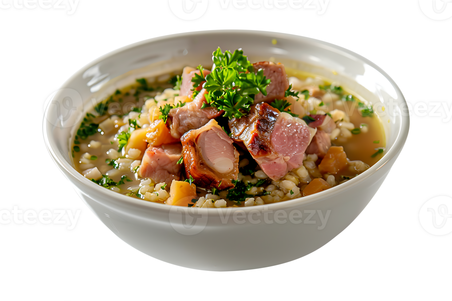 Soup in a ceramic bowl on a transparent background png