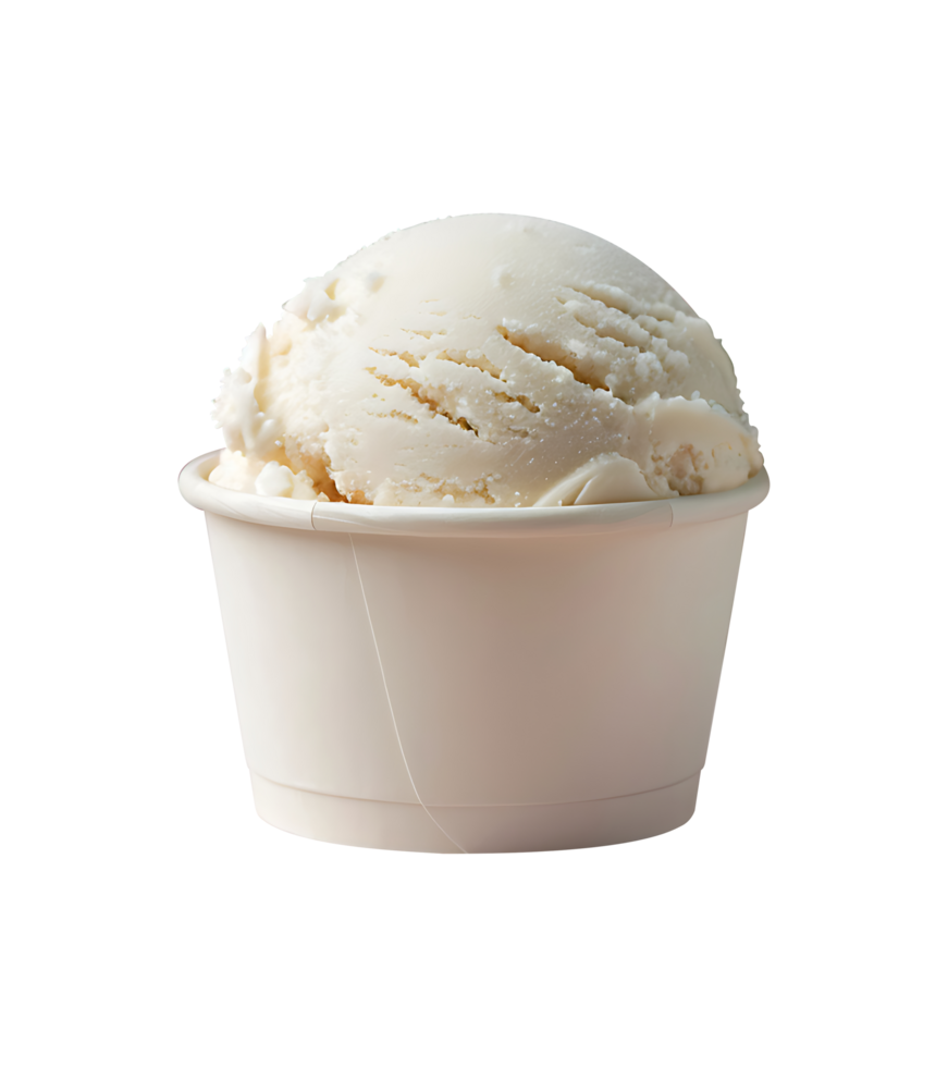 Coconut ice cream scoop on blank empty paper cup png