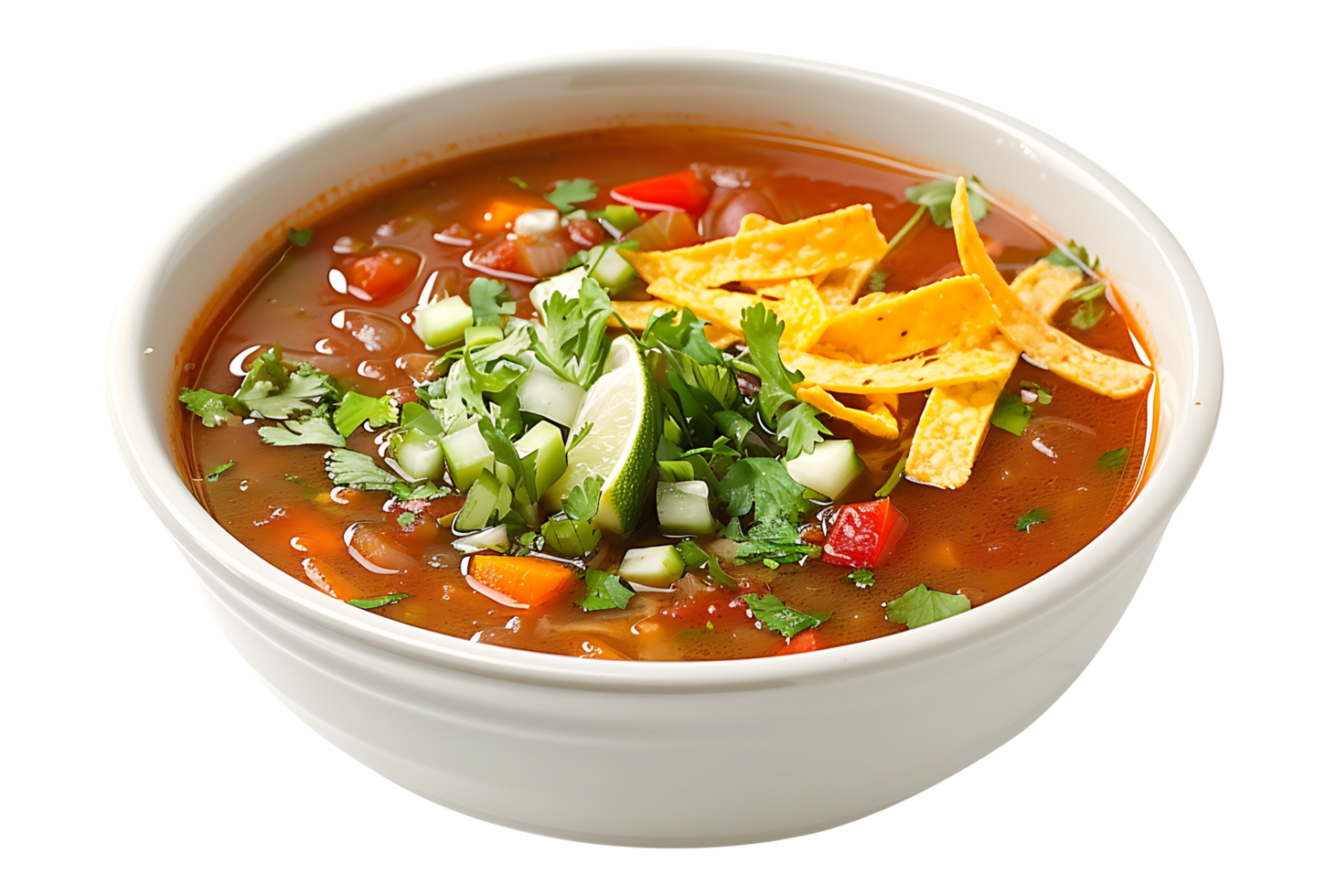 Flavorful soup in a ceramic bowl on a transparent background png