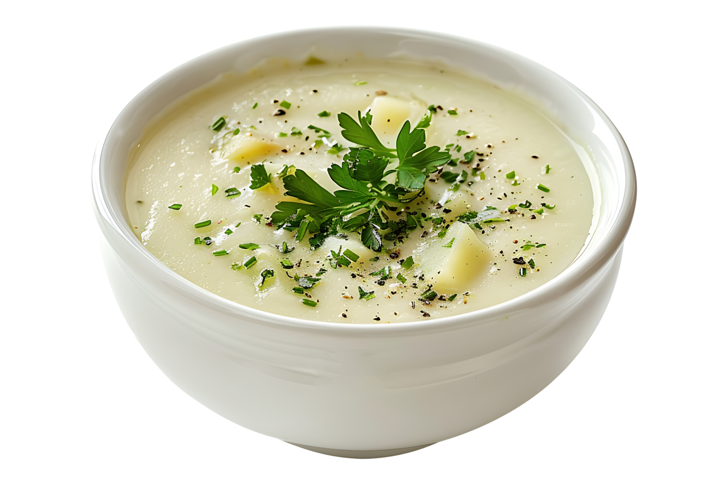 Soup in a ceramic bowl on a transparent background png