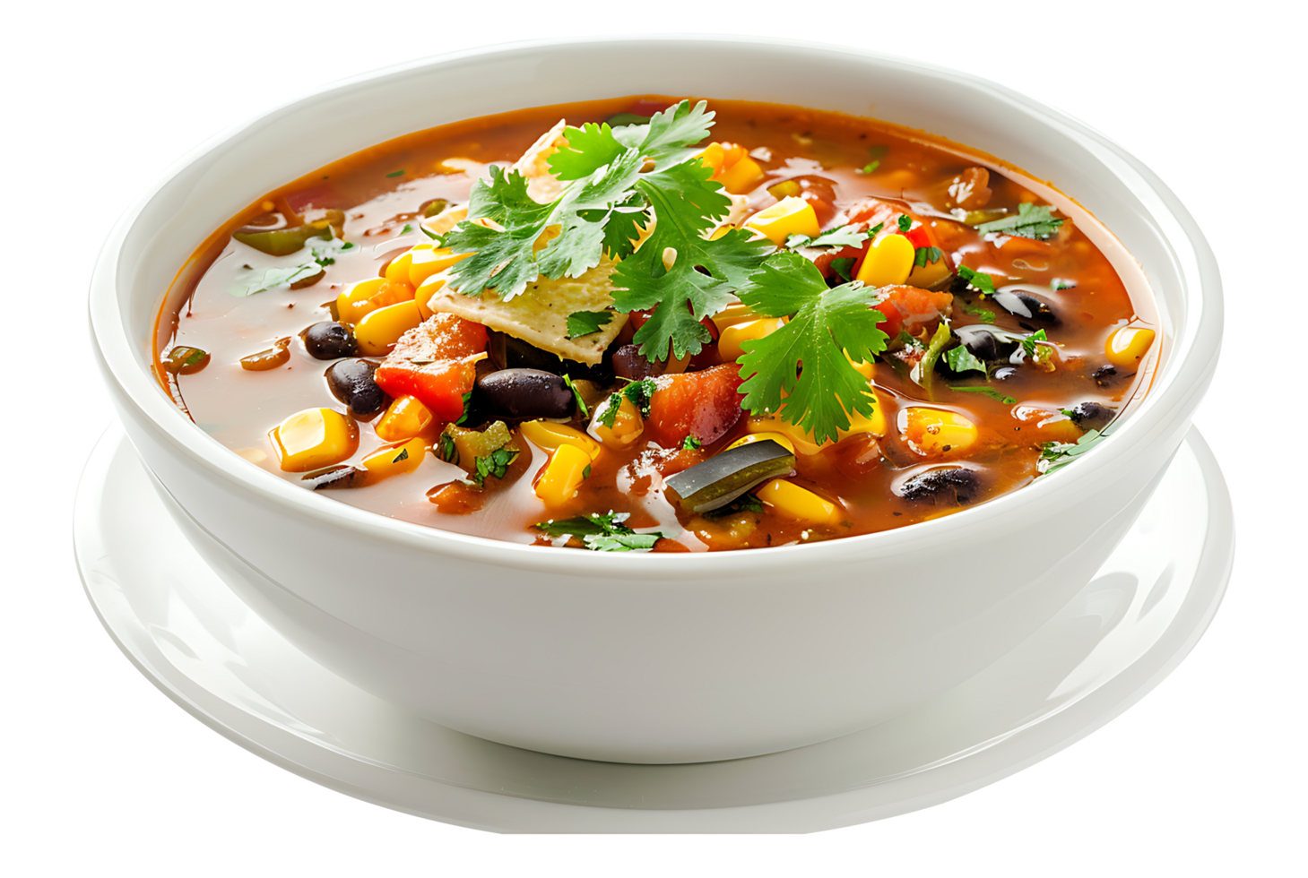 Flavorful soup in a ceramic bowl on a transparent background png