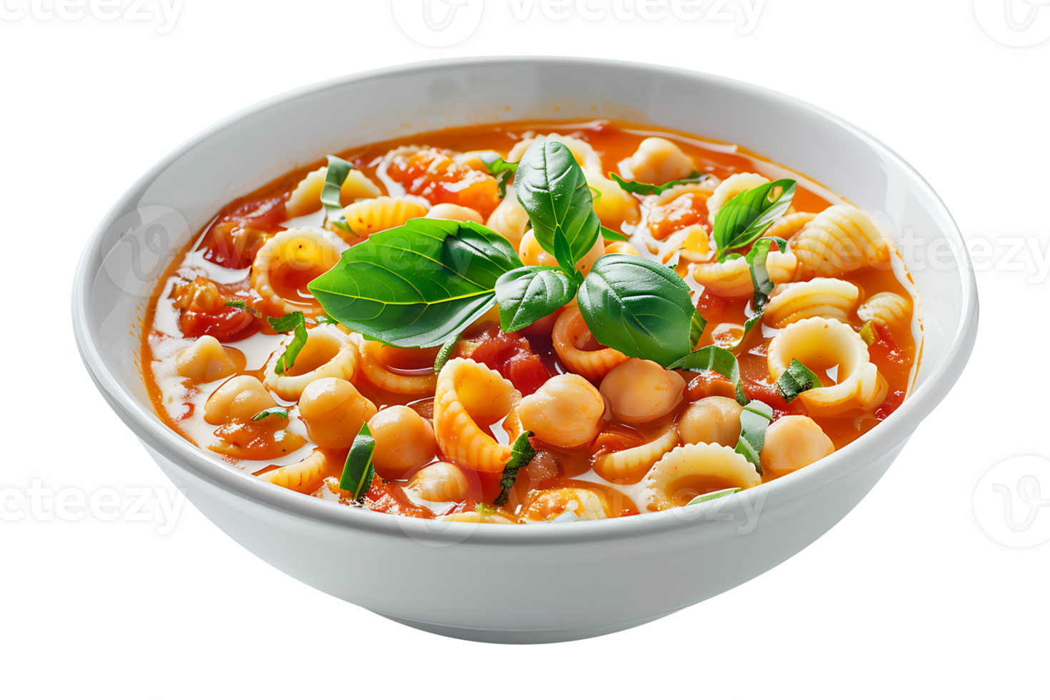Flavorful soup in a ceramic bowl on a transparent background png