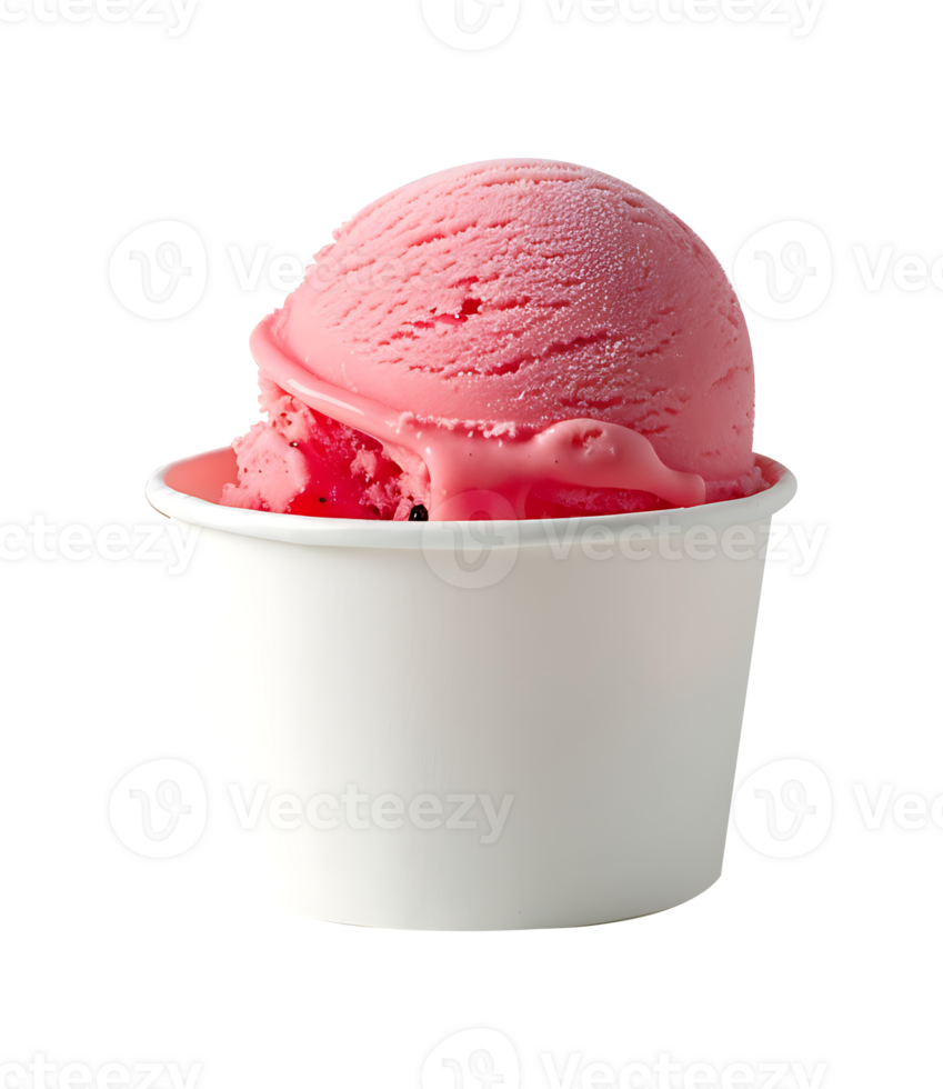 Watermelon ice cream scoop on blank empty paper cup png
