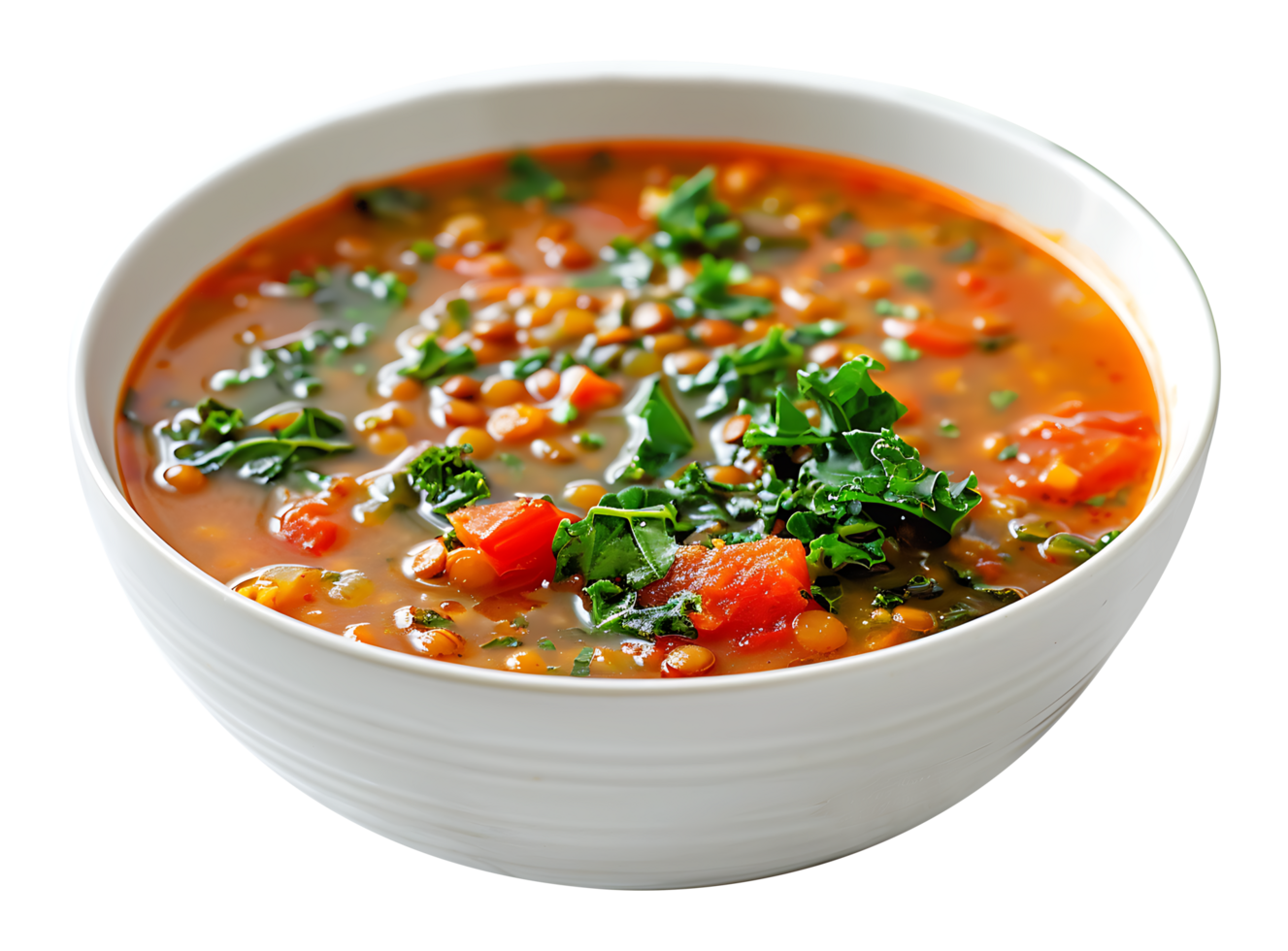 Flavorful soup in a ceramic bowl on a transparent background png
