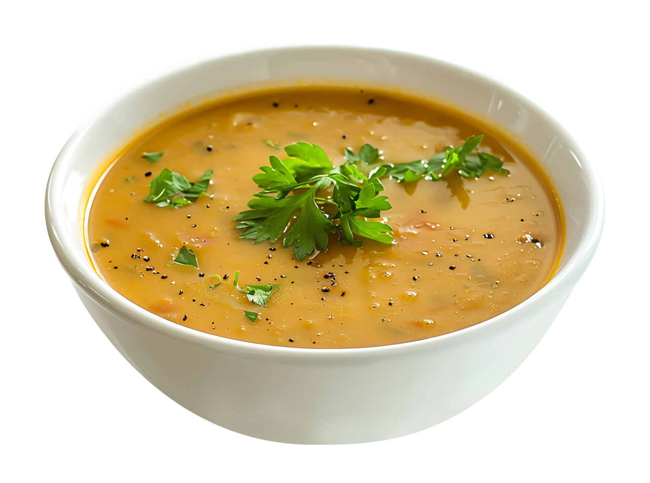 Soup in a ceramic bowl on a transparent background png