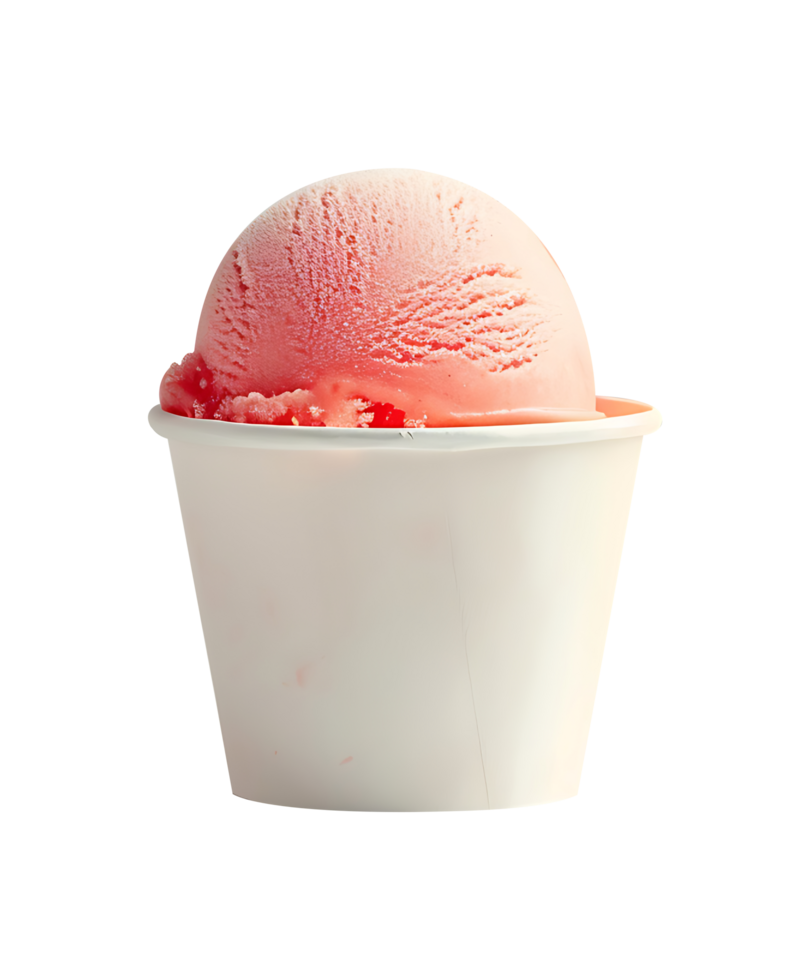 Watermelon ice cream scoop on blank empty paper cup png
