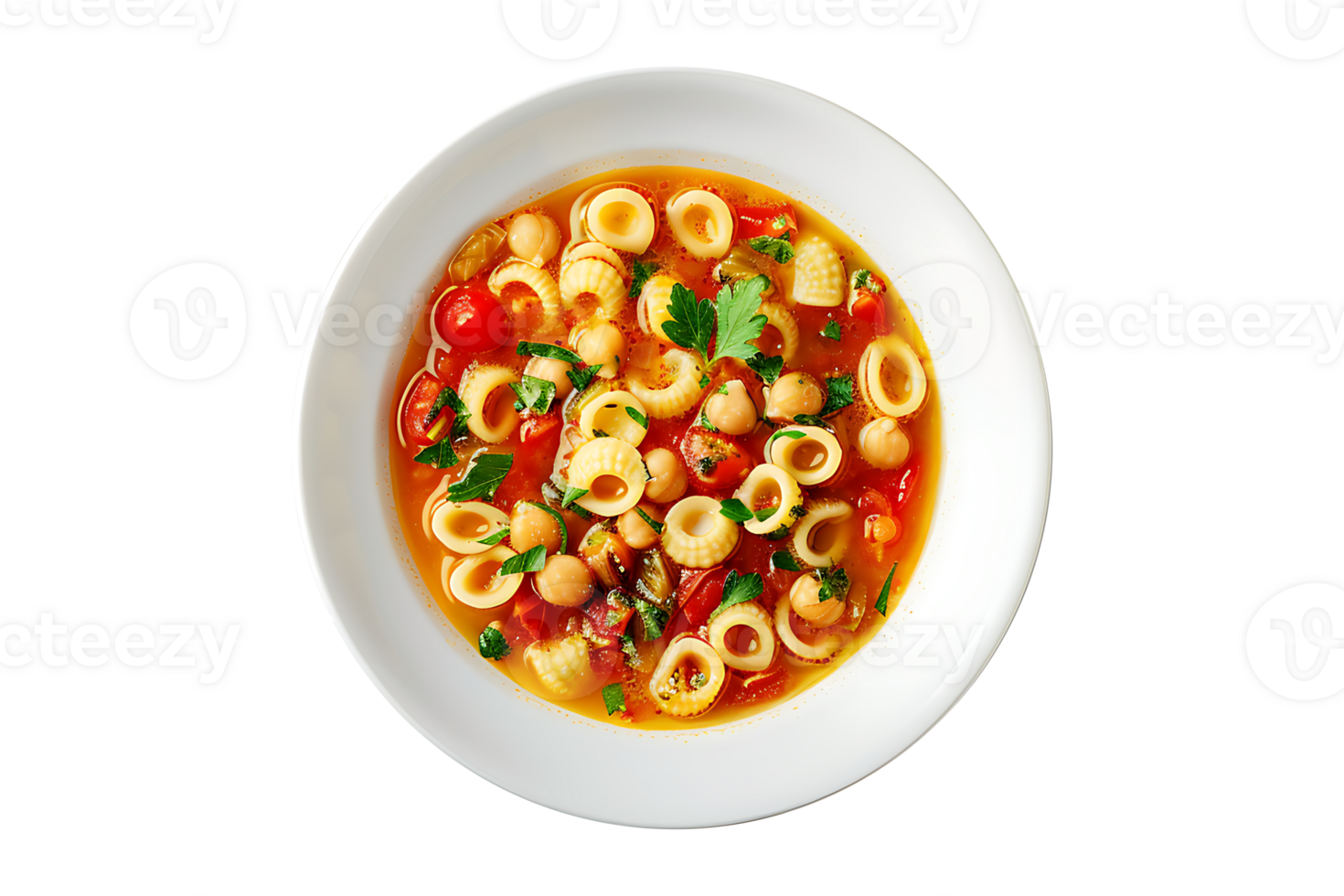 Flavorful soup in a ceramic bowl on a transparent background png