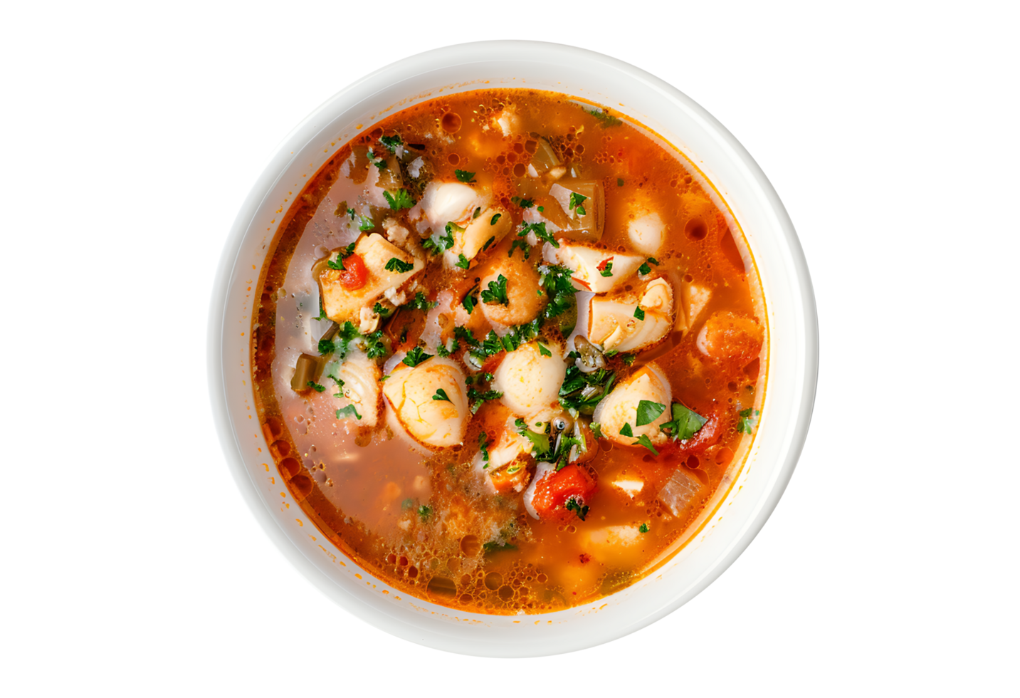 Soup in a ceramic bowl on a transparent background png