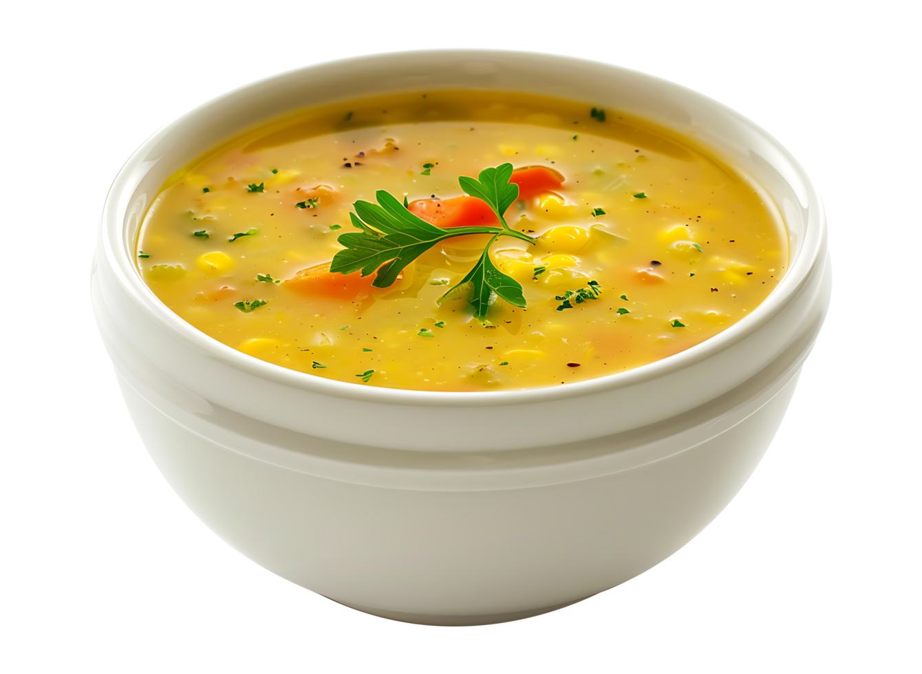 Soup in a ceramic bowl on a transparent background png